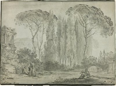 Żałobnicy na cmentarzu autorstwa Carlo Labruzzi