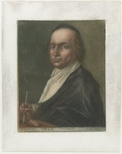 Portret kunstenaar Carlo Cignani Kunstenaarsportretten in de Uffizi Gallery te Florence (tytuł serii) Portrety istniejących malarzy w Galerii Królewskiej we Florencji (tytuł serii) autorstwa Carlo Lasinio