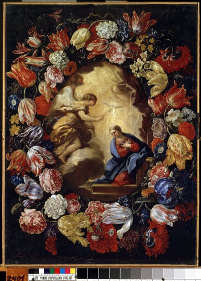 „Zwiastowanie z kwiatami” Obraz Carlo Maratty (1625-1713) Muzeum Sztuk Pięknych Mikalojus Konstantinas Ciurlionis, Kowno, Litwa autorstwa Carlo Maratta or Maratti
