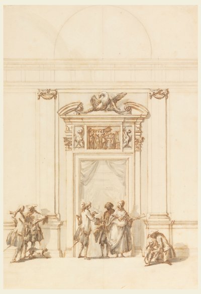 Projekt dla Portalu Północnego, Wielka Galeria, Villa Albani, Rzym, Włochy autorstwa Carlo Marchionni