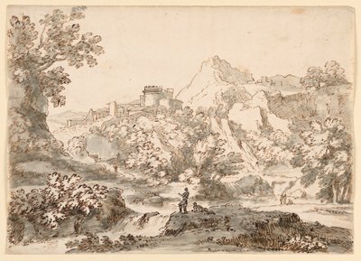 Rysunek, Pejzaż z miastem, 1750-1770 autorstwa Carlo Marchionni