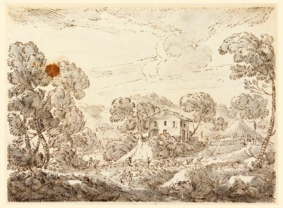 Rysunek, Mieszkanie chłopskie w wiejskiej okolicy, 1750-1770 autorstwa Carlo Marchionni