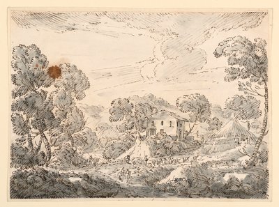 Rysunek, Mieszkanie chłopskie w wiejskiej okolicy, 1750-1770 autorstwa Carlo Marchionni