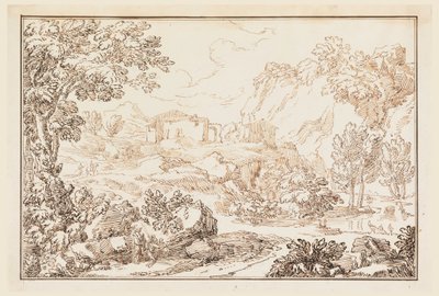 Rysunek, Pejzaż, 1770-86 autorstwa Carlo Marchionni