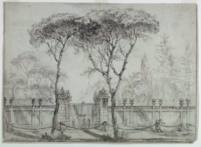 Rysunek, Przy bramie willi, 1770-86 autorstwa Carlo Marchionni