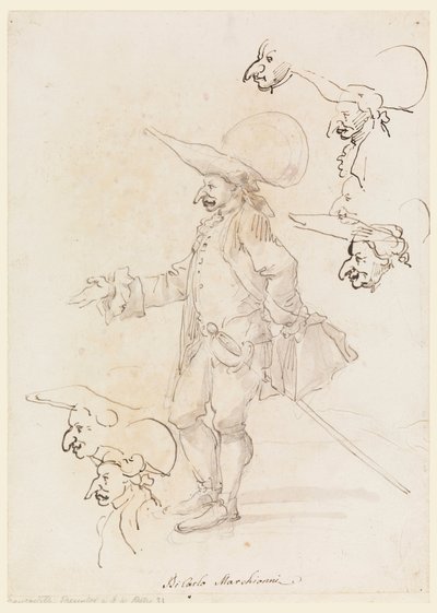 Rysunek, karykatury, ok. 1725-75 autorstwa Carlo Marchionni