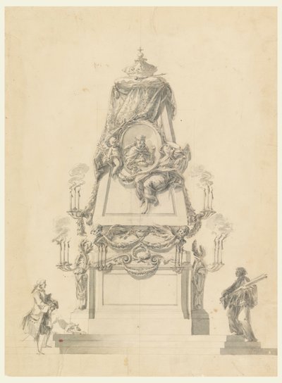 Rysunek, Katafalk dla króla, ok. 1765 r. autorstwa Carlo Marchionni