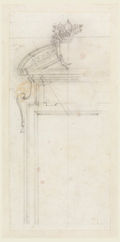 Rysunek, projekt skrzyni na drzwi, 1725-50 autorstwa Carlo Marchionni