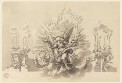 Rysunek, projekt dekoracji ceremonialnej, ok. 1760 r. autorstwa Carlo Marchionni