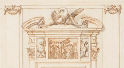Rysunek, Projekt portalu północnego, Wielka Galeria, Villa Albani, Rzym, Włochy, 1755-56 autorstwa Carlo Marchionni