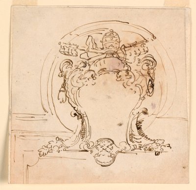 Rysunek, rozeta papieska, 1740-58 autorstwa Carlo Marchionni