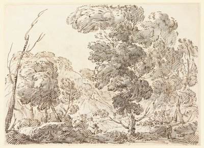 Rysunek, Droga w górzystym kraju, 1770-1786 autorstwa Carlo Marchionni