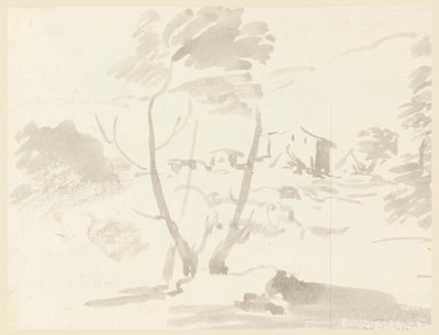 Rysunek, szkic drzewa w krajobrazie, 1760-1780 autorstwa Carlo Marchionni