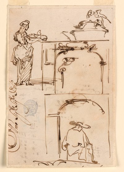 Rysunki, szkice, 1725-50 autorstwa Carlo Marchionni