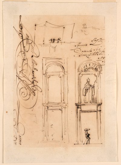 Rysunek, szkice i scenariusz, 1765 r. autorstwa Carlo Marchionni