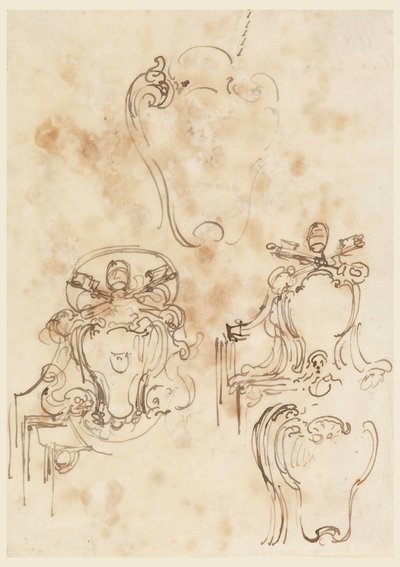 Rysunek, szkice ram i rozet, 1758-69 autorstwa Carlo Marchionni