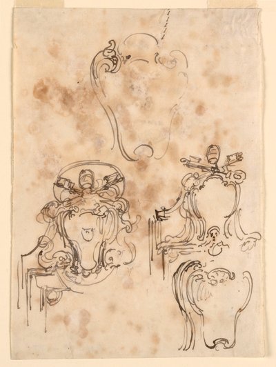 Rysunek, szkice ram i rozet, 1758-69 autorstwa Carlo Marchionni
