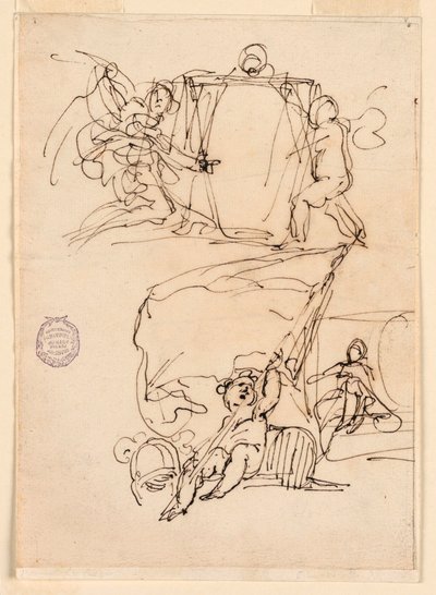 Rysunek, trzy szkice, przed 1775 r. autorstwa Carlo Marchionni