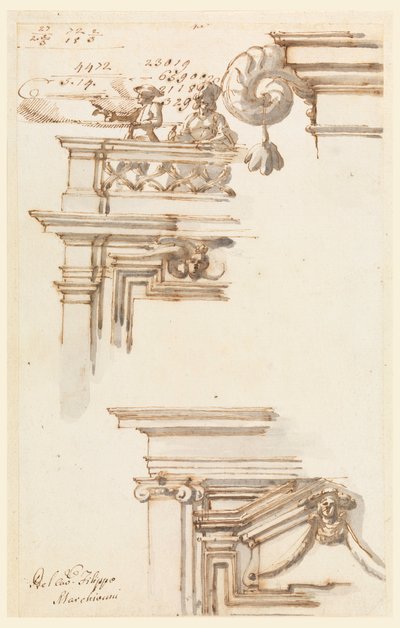 Rysunek, dwie skrzynie drzwiowe, 1750-75 autorstwa Carlo Marchionni