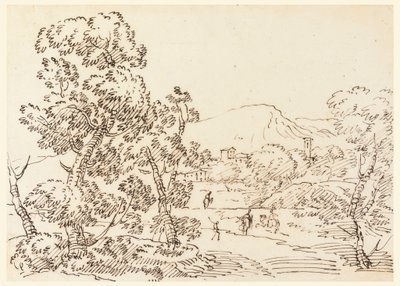 Rysunek, zalesiony krajobraz, 1750-1770 autorstwa Carlo Marchionni