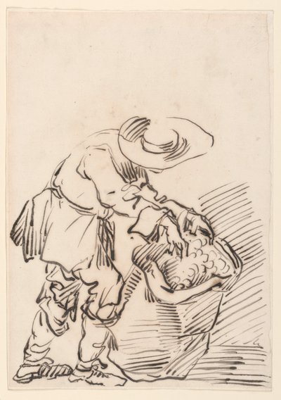 Rysunek, Pracujący chłop, 1728-78 autorstwa Carlo Marchionni