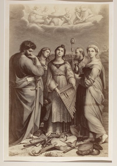 "Ekstaza św. Cecylii", miedzioryt nieznanego autora według obrazu Rafaela (1483-1520) autorstwa Carlo Naya