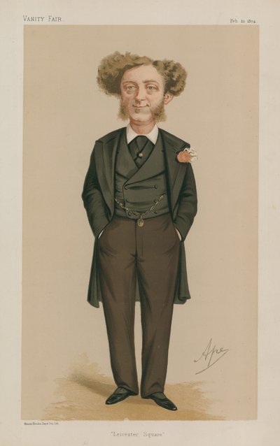 poseł Albert Grant; Leicester Square; 21 lutego 1874; Targowisko próżności; kreskówka autorstwa Carlo Pellegrini