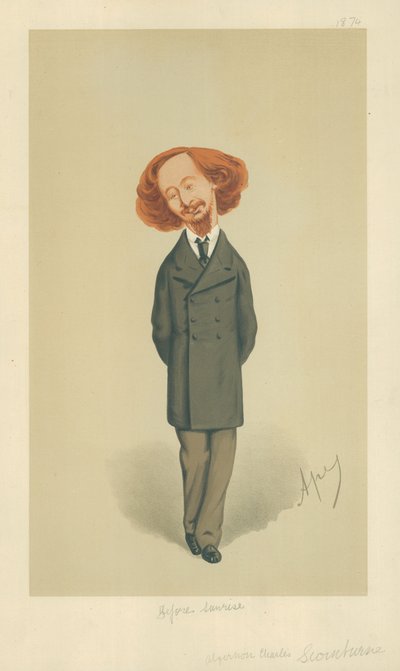 Pan Algernon Charles Swinburne, Przed wschodem słońca, 21 listopada 1874, komiks Vanity Fair autorstwa Carlo Pellegrini