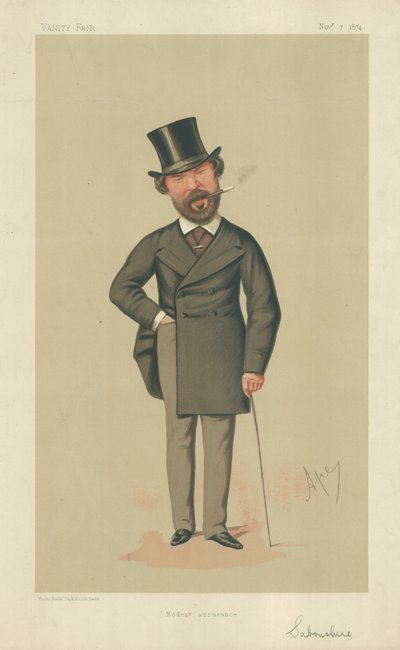 Pan Henry Du Pre Labouchere, Modest assurance, 7 listopada 1874, komiks Vanity Fair autorstwa Carlo Pellegrini