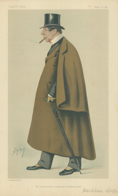 Pan Markham Spofforth, on wynalazł konserwatywnego człowieka pracującego, 20 marca 1880, komiks Vanity Fair autorstwa Carlo Pellegrini