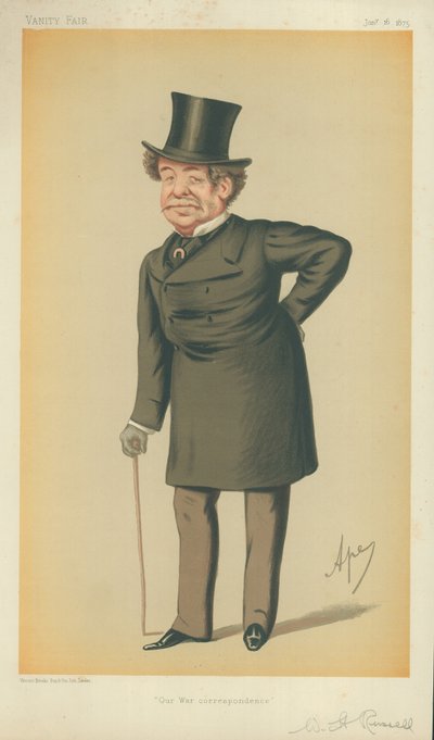 Pan William Howard Russell, nasza korespondencja wojenna, 16 stycznia 1875 r., komiks Vanity Fair autorstwa Carlo Pellegrini