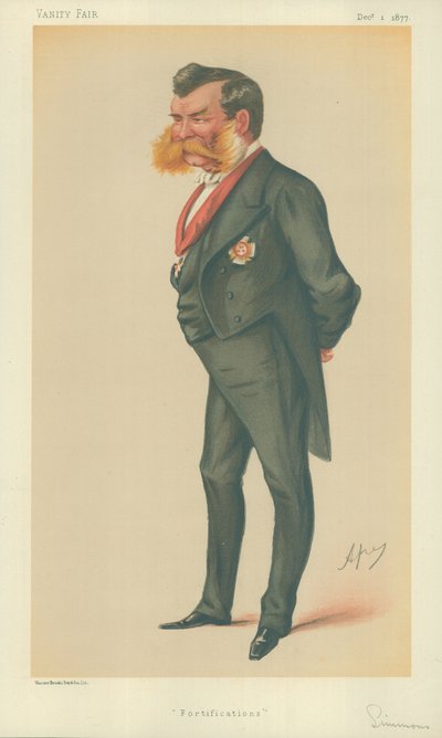Sir John Lintorn Arabin Simmons, Fortyfikacje, 1 grudnia 1877, komiks Vanity Fair autorstwa Carlo Pellegrini