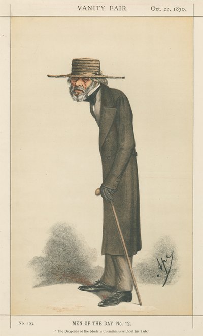 Diogenes współczesnych Koryntian bez swojej wanny, Thomas Carlyle (seria Vanity Fair) autorstwa Carlo Pellegrini