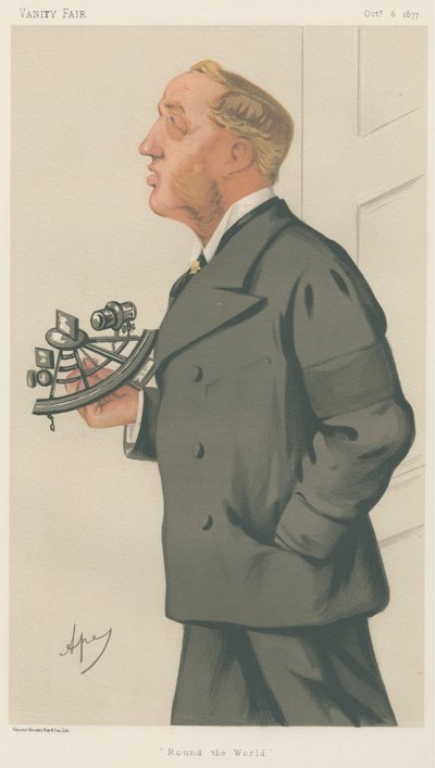 Targowisko próżności: wielbiciele żeglarstwa; „Dookoła świata”, pan Thomas Brassey, 6 października 1877 r autorstwa Carlo Pellegrini