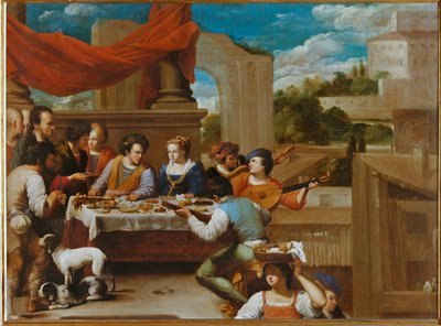 Święty Łazarz i bogacz (obraz na płótnie) autorstwa Carlo Saraceni