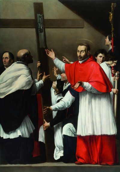 Podwyższenie Świętego Gwoździa ze św. Karolem Boromeuszem autorstwa Carlo Saraceni