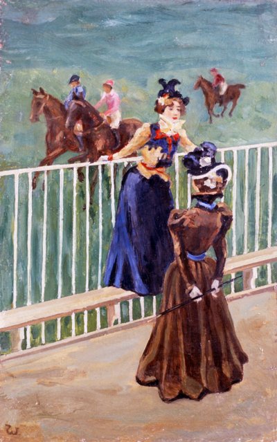 Paryż, na torze wyścigowym, autor: Carlo Wostry (1865-1943), olej na płótnie, 55x35 cm autorstwa Carlo Wostry