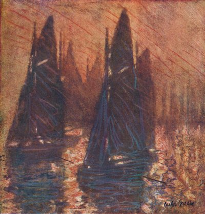 Łodzie rybackie we mgle, c1913. autorstwa Carlos Grethe