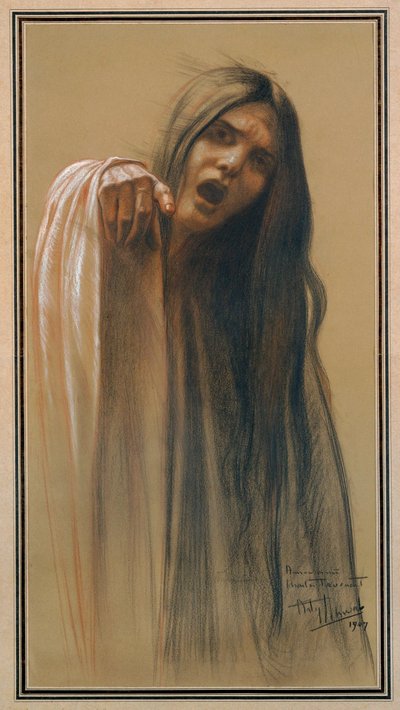 Studium fali (pastel, kredka, kreda i węgiel na papierze) autorstwa Carlos Schwabe