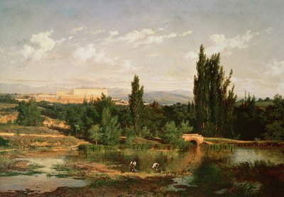 Wieś z rzeką, Manzanares autorstwa Carlos de Haes