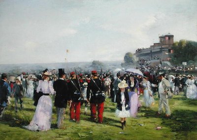 Koniec wyścigów w Auteuil, c.1893 (olej na płótnie) autorstwa Carlton Alfred Smith