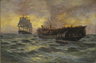 Starcie amerykańskiej fregaty Constitution z okrętem H.M.S. Java, 1897 r. autorstwa Carlton Theodore Chapman