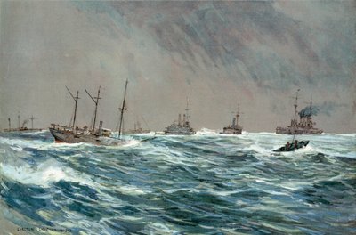 Okręty wojenne Stanów Zjednoczonych w burzliwej pogodzie u wybrzeży Kuby autorstwa Carlton Theodore Chapman