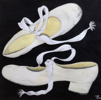 Old Tap Dancing Shoes, 1992 (ołówek i toaleta na papierze) autorstwa Carolyn Hubbard Ford