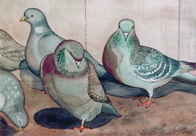 Gołębie (wc na papierze) autorstwa Carolyn Hubbard Ford