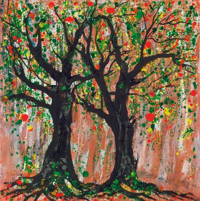 Drzewo granatu, 2012 (akryl i tusz na płótnie) autorstwa Carolyn Mary Kleefeld