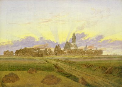 Świt w Neubrandenburgu (olej na płótnie) autorstwa Caspar David Friedrich