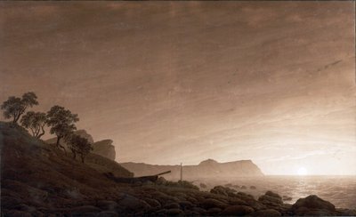 Niemiecki: Widok Arkony z wschodzącym księżycem Widok Arkony z wschodzącym księżycem autorstwa Caspar David Friedrich