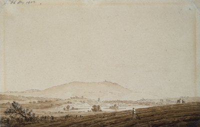 Krajobraz Czech z widokiem na górę Jeschken, 1803 (pranie piórem i tuszem na papierze) autorstwa Caspar David Friedrich