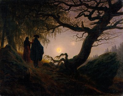 Mężczyzna i kobieta kontemplujący księżyc autorstwa Caspar David Friedrich